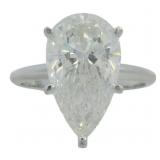 14kt Gold 4.65 ct Pear Cut VS Lab Diamond Ring