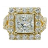 14kt Gold 3.87 ct Princess Cut Lab Diamond Ring
