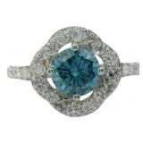 10k Gold 2.17 ct Round Fancy Blue Lab Diamond Ring