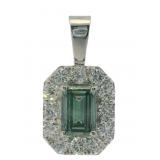 10kt Gold 1.53 ct Fancy Green Lab Diamond Pendant