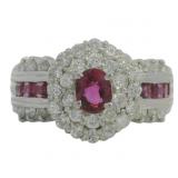 Platinum 1.70 ct Natural Ruby & Diamond Ring