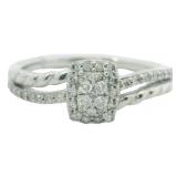 10kt Gold Radiant Cut 1/4 ct Natural Diamond Ring