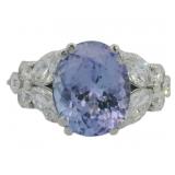 14kt Gold 4.88 ct Tanzanite & Lab Diamond Ring
