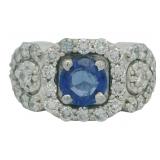 Brilliant 2.13 ct Lab Sapphire & Diamond Ring