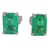 14kt Gold 1.80 ct Emerald Stud Earrings
