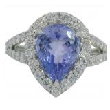14kt Gold 5.30 ct Tanzanite & Lab Diamond Ring