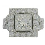 14kt Gold 3.86 ct Princess Cut Lab Diamond Ring