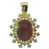 Oval 4.03 ct Natural Ruby & Lab Diamond Pendant