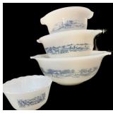 Glassbake Currier & Ives Mixing Bowl Set