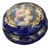 French Limoges Cobalt Blue Lidded Dish