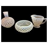 Fenton Opalescent Perfume, Powder Box  & Creamer