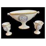 Jasperware-Style Cameo Design Compote Set