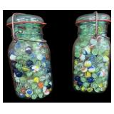 Blue Quart Jar Marbles
