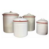 Red Trim Granite Canister Set