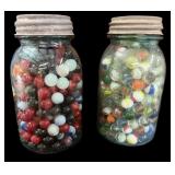 Blue Quart Jar of Marbles