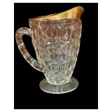 Gold Trim Jeannette Glass Thumbprint Pitcher