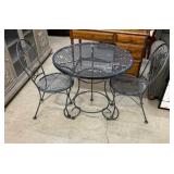 (3)PCS Wrought Iron Patio Table And Two Chairs
