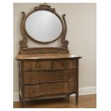 Antique Tiger Oak Dresser And Mirror