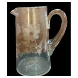 Etched Clear Crystal Pitcher