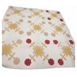 Yellow & White Star Block Hand Stitched Quilt