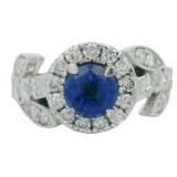Brilliant 2.12 ct Lab Sapphire & Diamond Ring