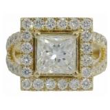 14kt Gold 3.59 ct Princess Cut Lab Diamond Ring