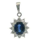 Platinum .95 ct Natural Sapphire & Diamond Pendant