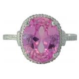 Oval 3.44 ct Pink Topaz & Natural Diamond Ring