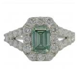 10kt Gold 2.09 ct Fancy Green VS Lab Diamond Ring