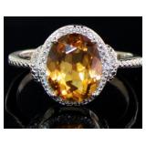 Oval 4.51 ct Natural Citrine & Diamond Ring