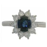 Platinum 1.40 ct Natural Sapphire & Diamond Ring