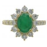 Oval 2.24 ct Natural Emerald & Diamond Ring