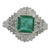 Platinum 1.86 ct Natural Emerald & Diamond Ring