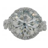 10kt Gold 5.77 ct Round VS Lab Diamond Halo Ring