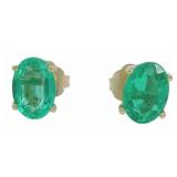14kt Gold 1.47 ct Oval Emerald Stud Earrings