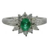 Platinum 1/2 ct Natural Emerald & VS Diamond Ring