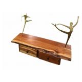 Cedar 2 Drawer Shelf wï¿½ Brass Sculptures