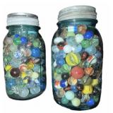 Blue Quart Jar Marbles