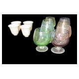 (8) Colored Cordial Glasses & (4) Teacups