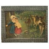 Framed Children & Deer Print  26 ï¿½ï¿½x 32 ï¿½