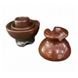 (2)PCS Two Brown Ceramic Electrical Insulators