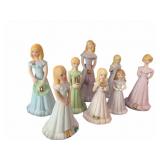 (8) ENESCO Growing Up Bisque Girls
