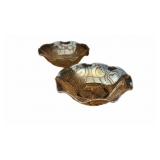 (2) Jeannette Glass Marigold Carnival IRIS Design