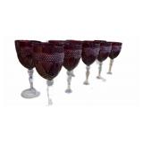 (10) Ruby & Crystal Stemware