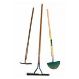 (3) PCS Estate Edger, Hoe, And Thatch Rake