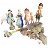 Porcelain Colonial Figures & Vintage Dolls &