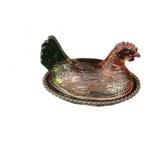 Multi colored Iridescent  Glass Hen-On-A-Nest