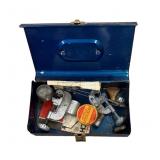 Estate Metal Toolbox With Tools Such As Pipe