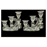 Cambridge Glass Caprice Triple Candlesticks