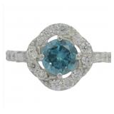 10k Gold 2.17 ct Round Fancy Blue Lab Diamond Ring